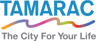 TAMARAC logo in blue text above a wavy, multicolored line and the slogan "The City For Your Life" in gray text.