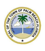 Seal of the Town of Palm Beach, Florida, featuring a palm tree, ocean, clouds, and a ship—perfect inspiration for corporate event planning—with text noting the incorporation date of April 17, 1911.