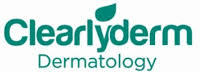 Clearlyderm Dermatology logo with a green leaf above the letter "r" in "Clearlyderm" and the word "Dermatology" below in green text.