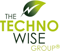 The Techno Wise Group logo with a green leaf and white lightning bolt above the company name in green text.
